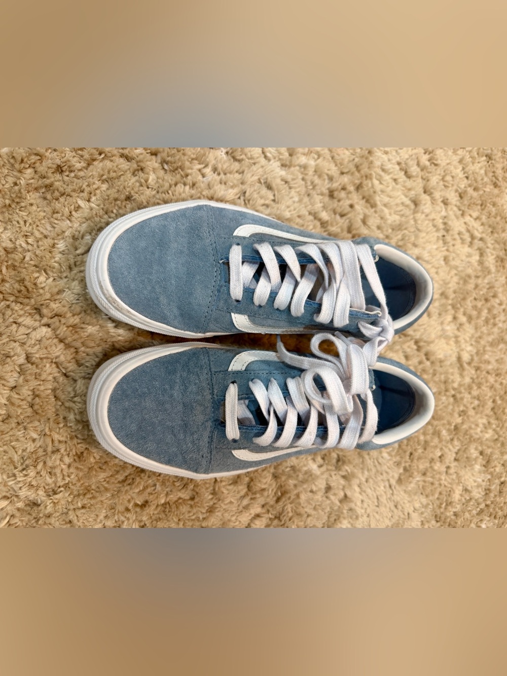 Blue Suede Low-Top Sneakers with White Accents